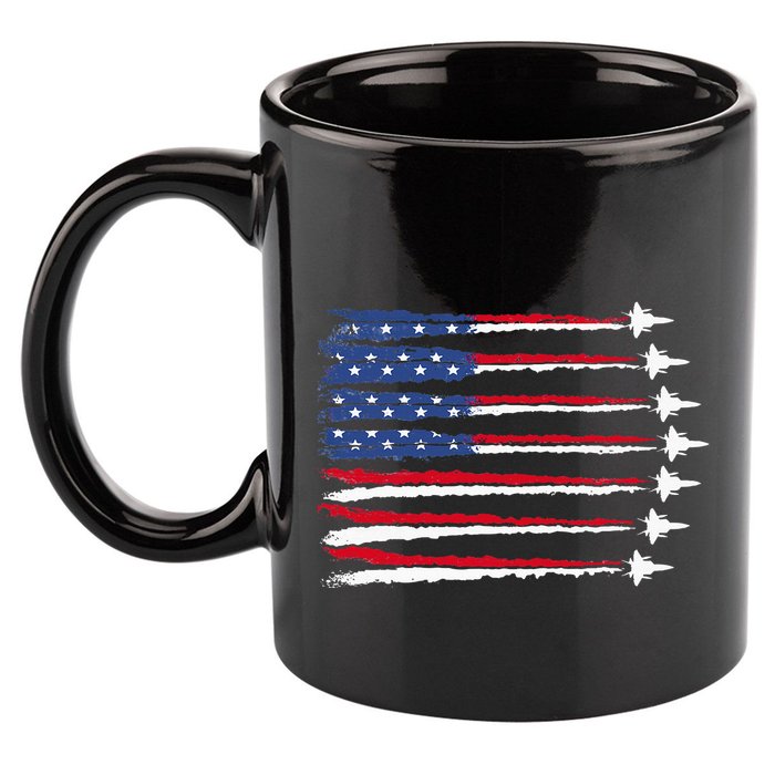 Patriotic Red White Blue Usa Flag Fighter Jets Veterans Day 11oz C Handle Ceramic Mug