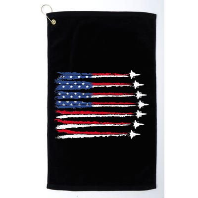Patriotic Red White Blue Usa Flag Fighter Jets Veterans Day Golf Towel