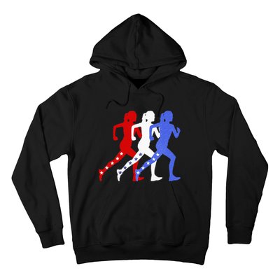 Patriotic Red White & Blue Stars Running Women N Runner Hoodie