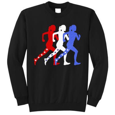 Patriotic Red White & Blue Stars Running Women N Runner Sweatshirt