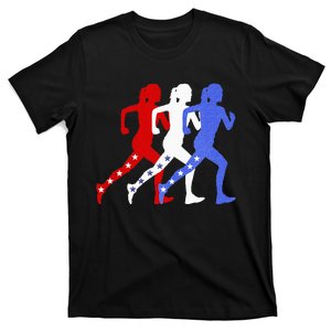 Patriotic Red White & Blue Stars Running Women N Runner T-Shirt