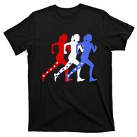 Patriotic Red White & Blue Stars Running Women N Runner T-Shirt