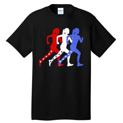 Patriotic Red White & Blue Stars Running Women N Runner Tall T-Shirt