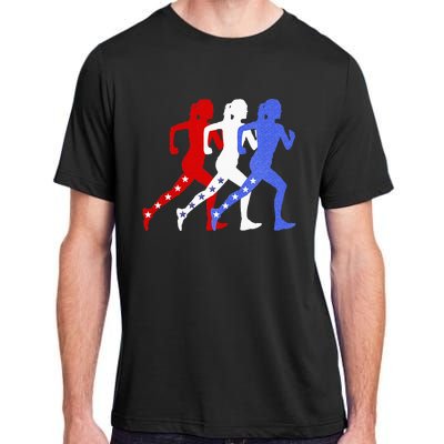 Patriotic Red White & Blue Stars Running Women N Runner Adult ChromaSoft Performance T-Shirt