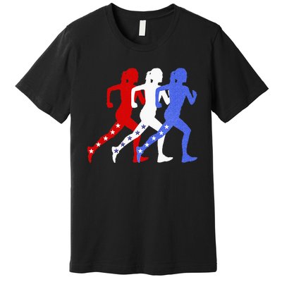 Patriotic Red White & Blue Stars Running Women N Runner Premium T-Shirt