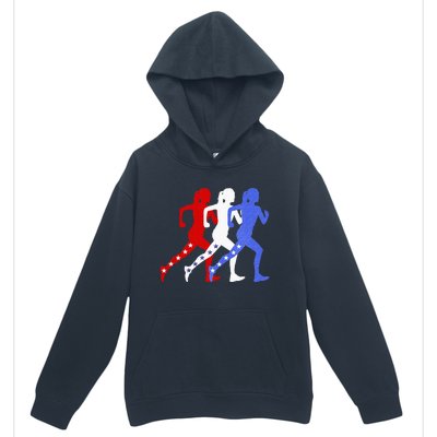 Patriotic Red White & Blue Stars Running Women N Runner Urban Pullover Hoodie