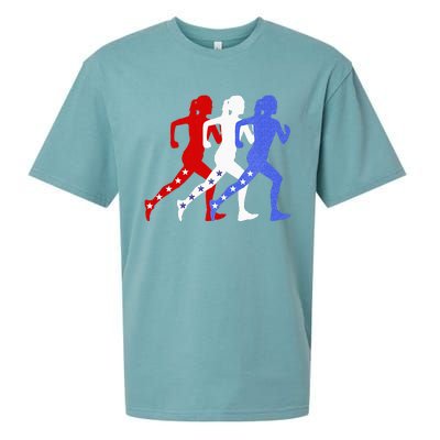 Patriotic Red White & Blue Stars Running Women N Runner Sueded Cloud Jersey T-Shirt