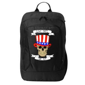 Patriotic Red White Blue Hat Skull 4th Of July Gift City Backpack