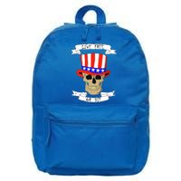 Patriotic Red White Blue Hat Skull 4th Of July Gift 16 in Basic Backpack