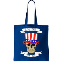 Patriotic Red White Blue Hat Skull 4th Of July Gift Tote Bag