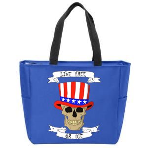 Patriotic Red White Blue Hat Skull 4th Of July Gift Zip Tote Bag