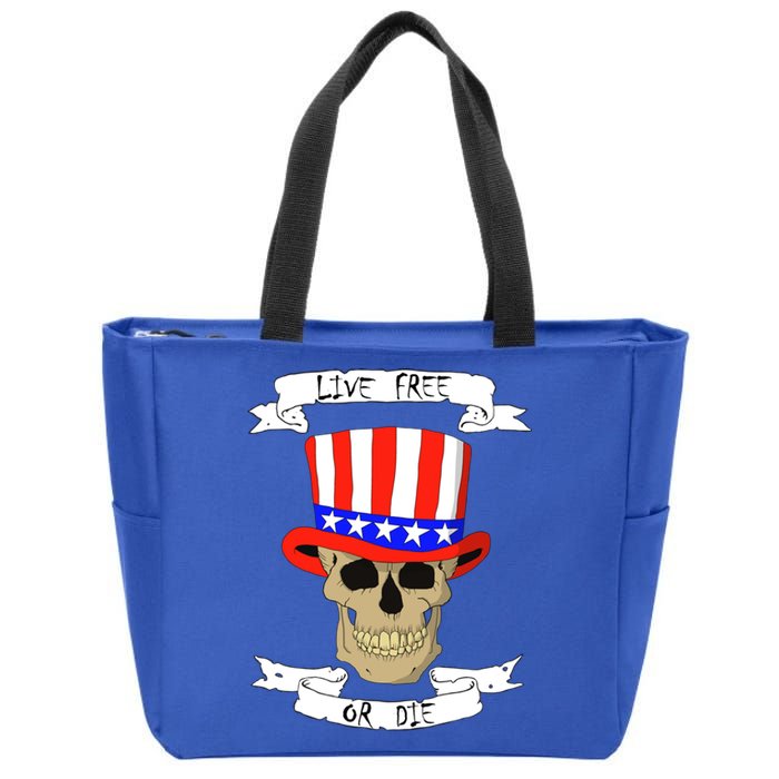 Patriotic Red White Blue Hat Skull 4th Of July Gift Zip Tote Bag