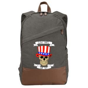 Patriotic Red White Blue Hat Skull 4th Of July Gift Cotton Canvas Backpack