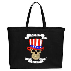 Patriotic Red White Blue Hat Skull 4th Of July Gift Cotton Canvas Jumbo Tote