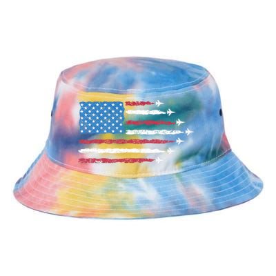 Patriotic Red White Blue Usa Flag Fighter Jets 4th Of July Tie Dye Newport Bucket Hat