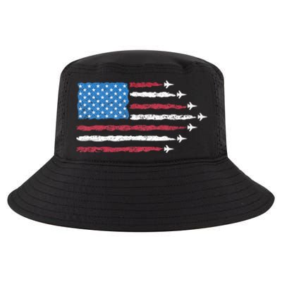 Patriotic Red White Blue Usa Flag Fighter Jets 4th Of July Cool Comfort Performance Bucket Hat