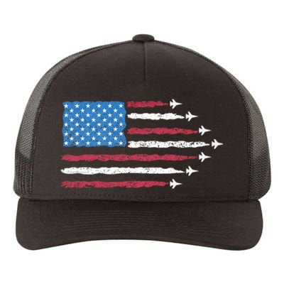 Patriotic Red White Blue Usa Flag Fighter Jets 4th Of July Yupoong Adult 5-Panel Trucker Hat