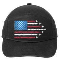 Patriotic Red White Blue Usa Flag Fighter Jets 4th Of July 7-Panel Snapback Hat