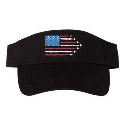 Patriotic Red White Blue Usa Flag Fighter Jets 4th Of July Valucap Bio-Washed Visor