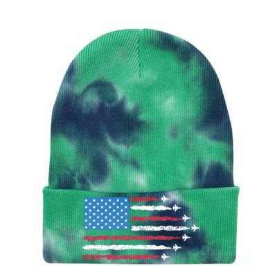 Patriotic Red White Blue Usa Flag Fighter Jets 4th Of July Tie Dye 12in Knit Beanie