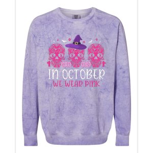 P.I.N.K Ribbon Witch Halloween Breast Cancer Colorblast Crewneck Sweatshirt