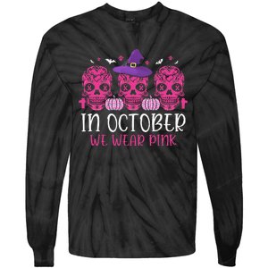 P.I.N.K Ribbon Witch Halloween Breast Cancer Tie-Dye Long Sleeve Shirt