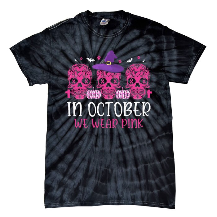 P.I.N.K Ribbon Witch Halloween Breast Cancer Tie-Dye T-Shirt