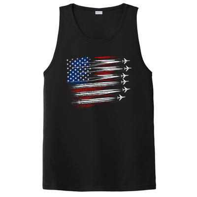 Patriotic Red White Blue Usa Flag Fighter Jets PosiCharge Competitor Tank