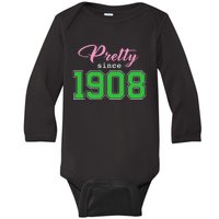 Pretty Since 1908 Sorority Baby Long Sleeve Bodysuit