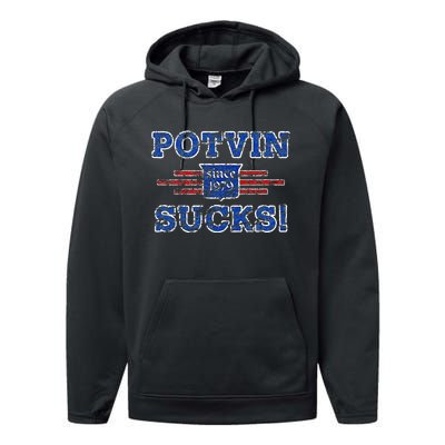 Potvin Sucks 1979 Vintage New York Performance Fleece Hoodie