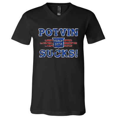 Potvin Sucks 1979 Vintage New York V-Neck T-Shirt