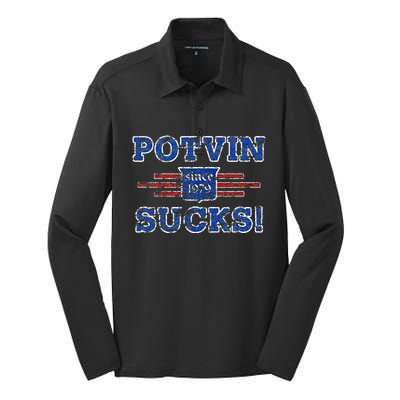 Potvin Sucks 1979 Vintage New York Silk Touch Performance Long Sleeve Polo