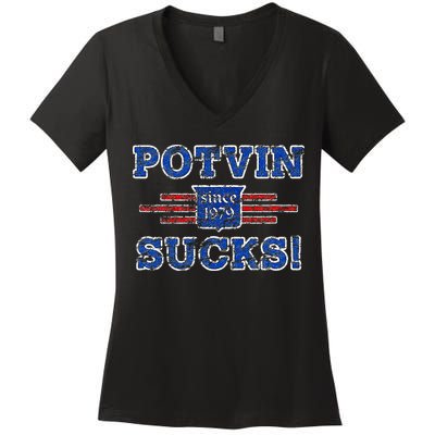 Potvin Sucks 1979 Vintage New York Women's V-Neck T-Shirt