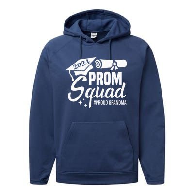 Prom Squad 2024 Proud Grandma Graduate Prom Class Of 2024 Performance Fleece Hoodie