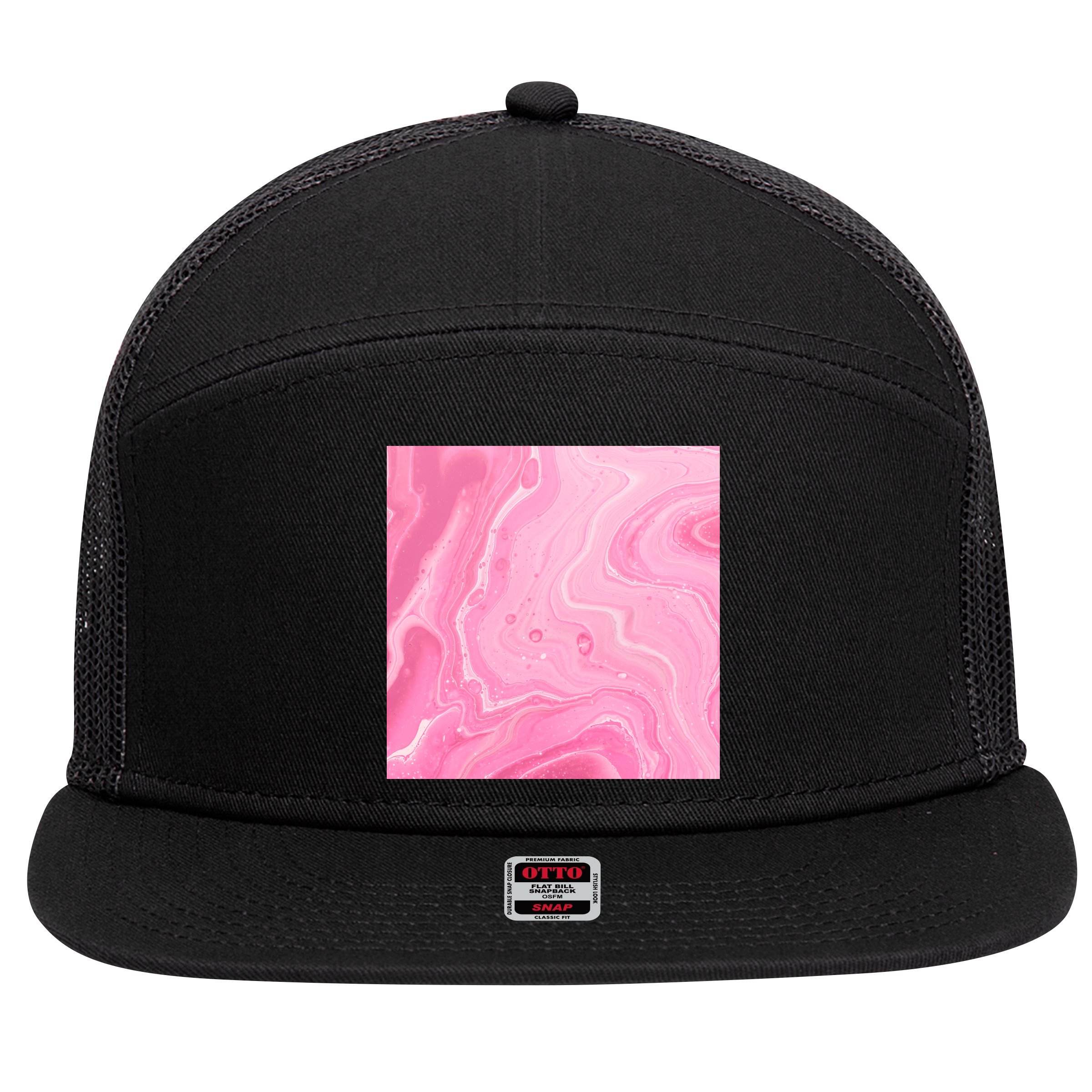 Pink Sublimation 2 7 Panel Mesh Trucker Snapback Hat