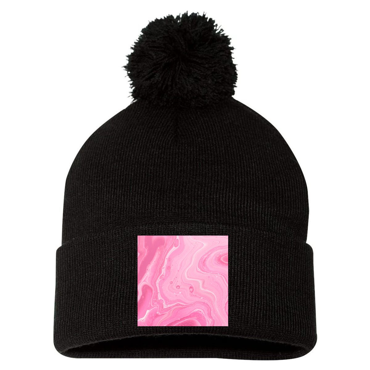 Pink Sublimation 2 Pom Pom 12in Knit Beanie