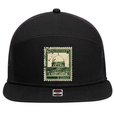 Palestine Stamp 2 7 Panel Mesh Trucker Snapback Hat