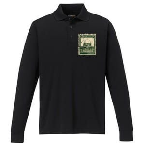 Palestine Stamp 2 Performance Long Sleeve Polo