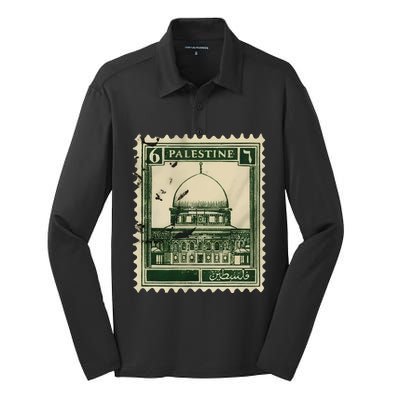 Palestine Stamp 2 Silk Touch Performance Long Sleeve Polo