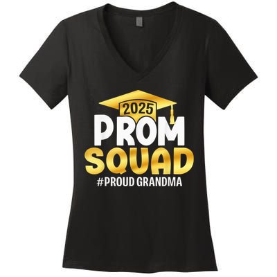 Prom Squad 2025 Graduate Prom Class Of 2025 Proud Grandma Women's V-Neck T-Shirt