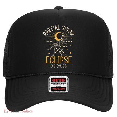 Partial Solar 2025 Eclipse 3.29.25 Skeleton Eclipse 2025 High Crown Mesh Back Trucker Hat