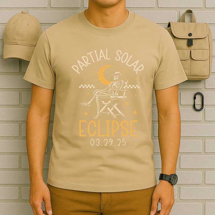 Partial Solar 2025 Eclipse 3.29.25 Skeleton Eclipse 2025 T-Shirt