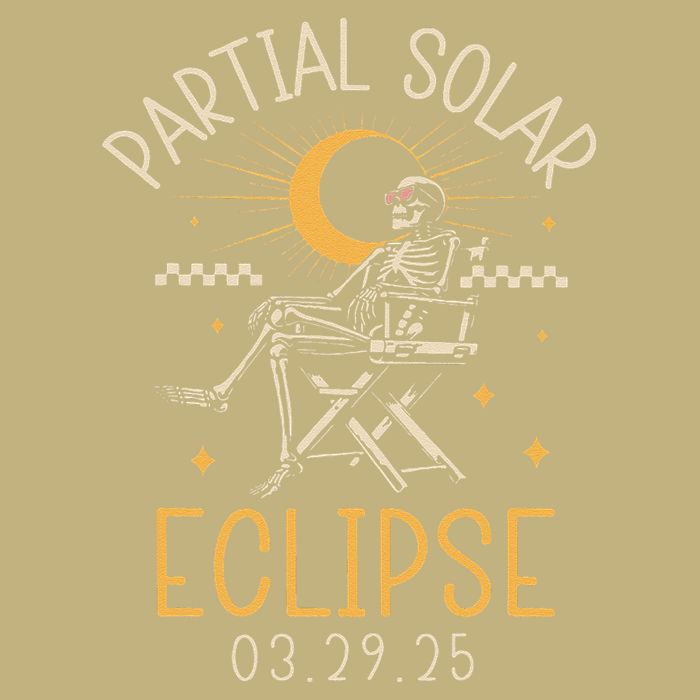 Partial Solar 2025 Eclipse 3.29.25 Skeleton Eclipse 2025 T-Shirt