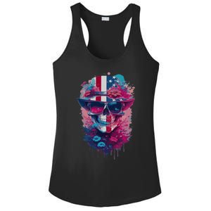 Patriotic Skull 4th Of July Uncle Sam Skull American Flag Gift Ladies PosiCharge Competitor Racerback Tank