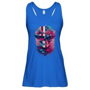 Patriotic Skull 4th Of July Uncle Sam Skull American Flag Gift Ladies Essential Flowy Tank