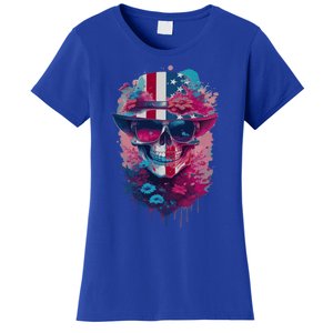 Patriotic Skull 4th Of July Uncle Sam Skull American Flag Gift Women's T-Shirt