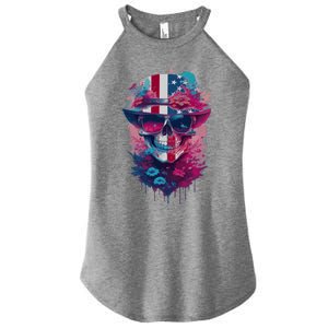 Patriotic Skull 4th Of July Uncle Sam Skull American Flag Gift Women's Perfect Tri Rocker Tank