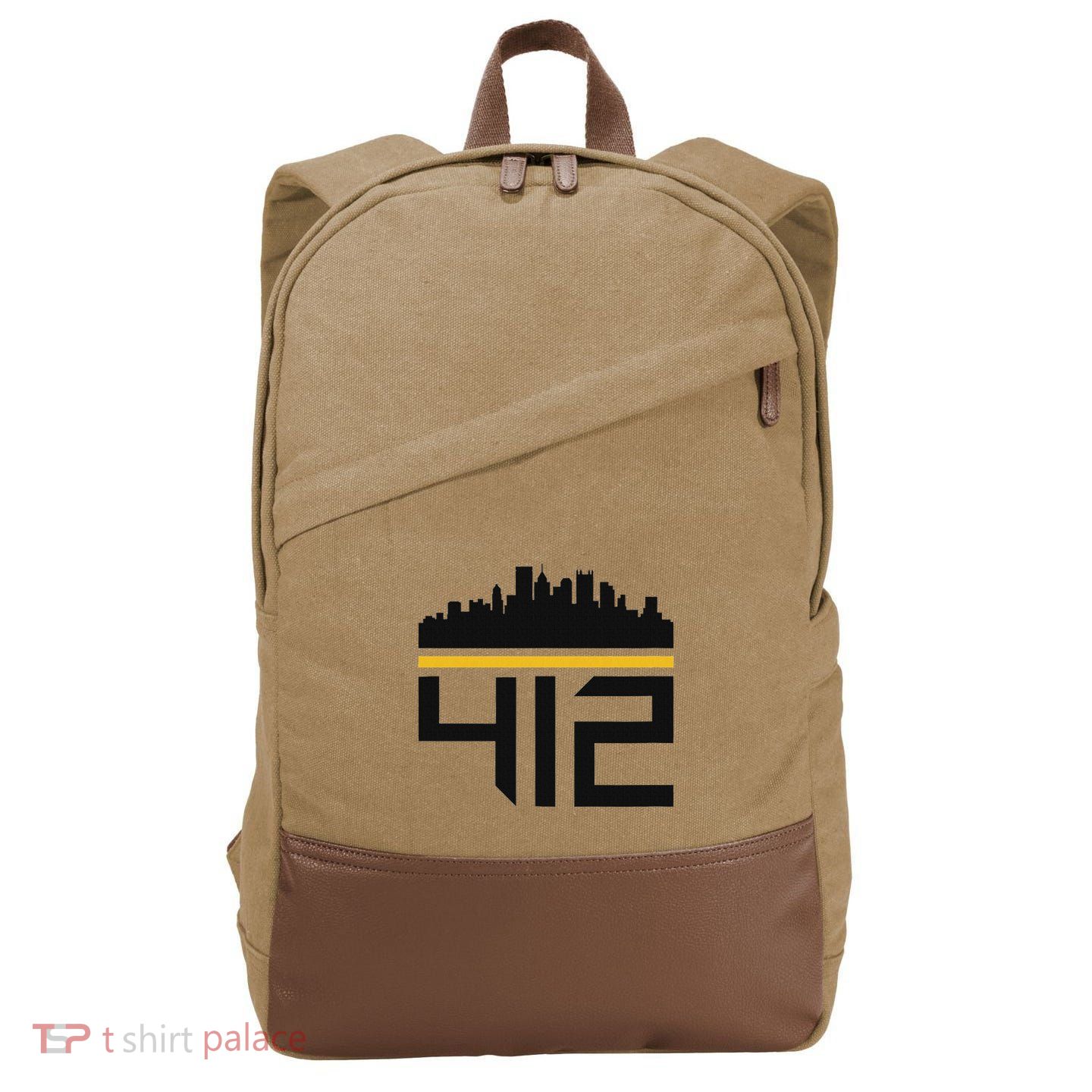 Pittsburgh Skyline 412 Design Cotton Canvas Backpack