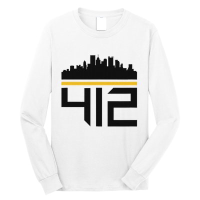 Pittsburgh Skyline 412 Design Long Sleeve Shirt