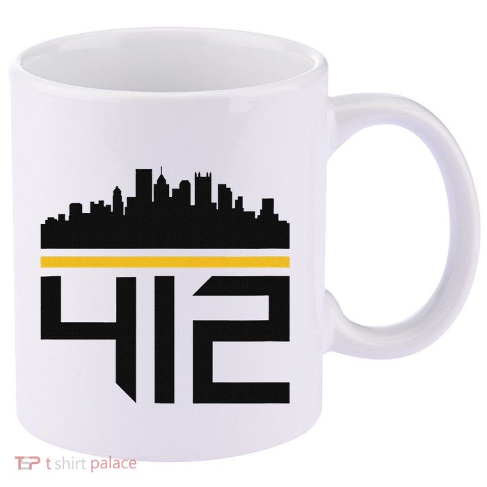 Pittsburgh Skyline 412 Design 11oz C Handle Ceramic Mug